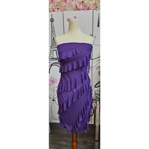 #80 MSRP $36 NWT MOKAYEE ROYAL PURPLE TIERED RUFFLE MINI DRESS ♡ SIZE MEDIUM ♡